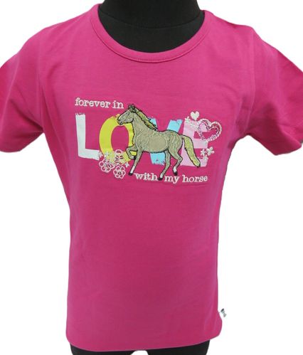 T-Shirt mit edler Stickerei Pferd * Pink