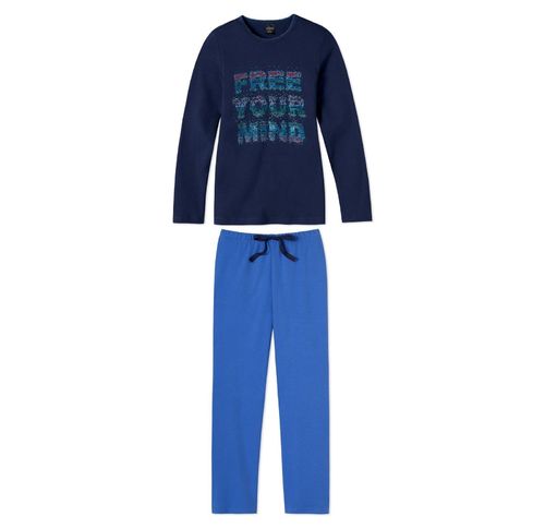 Schiesser 144812 - Mädchen-Pyjama dunkelblau