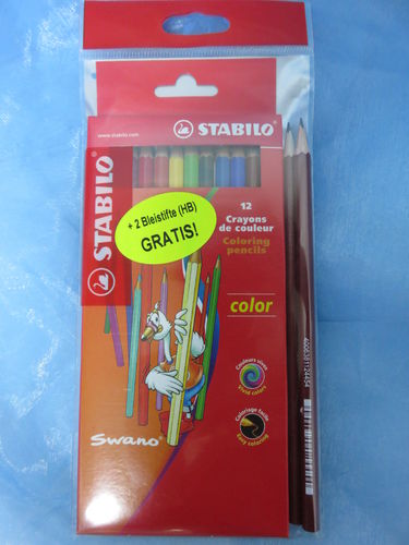 Stabilo - 12 Qualititäts-Buntstifte + 2 Bleistifte Gratis