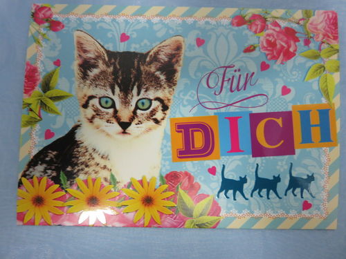 Postkarte mit Katzenmotiv * Für dich